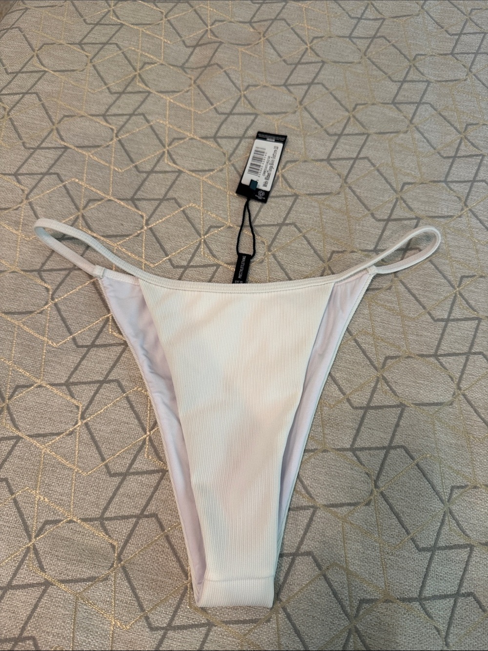 PrettyLittleThing White Ribbed High-Cut Bikini Bottoms